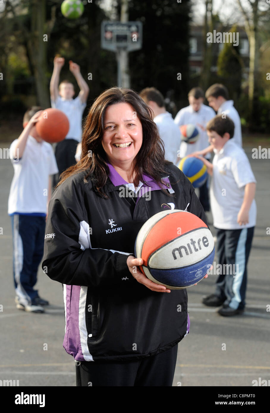 Sunday Times PE Teacher Of The Year Cheryl Buckley pictured at her school Baxter College, Kidderminster UK Stock Photo