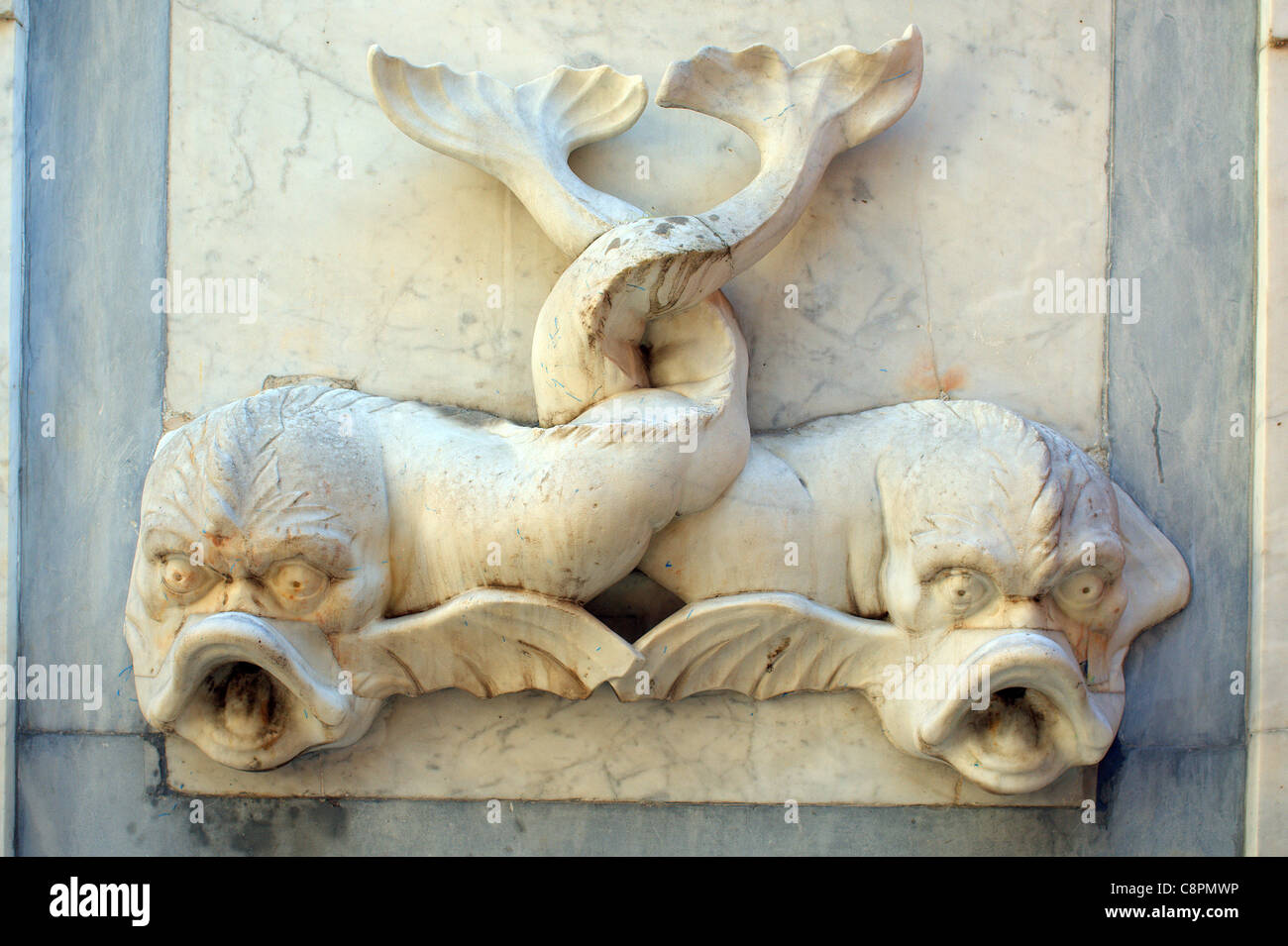 Fountain gargoyles Sorrento Italy Stock Photo