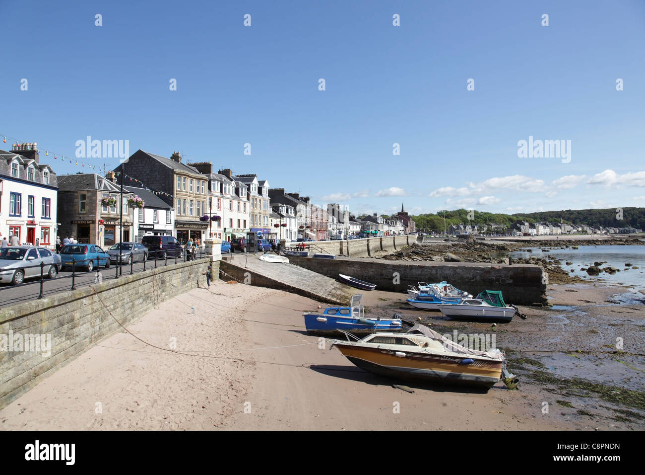 Millport Harbour and Stuart Street on the Island of Great Cumbrae, North Ayrshire, Scotland, UK Stock Photo