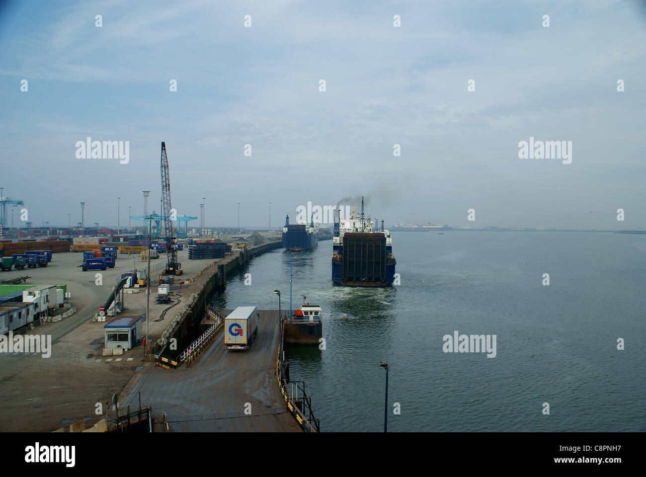 The port of Zeebrugge and Bruges in Belgium Stock Photo