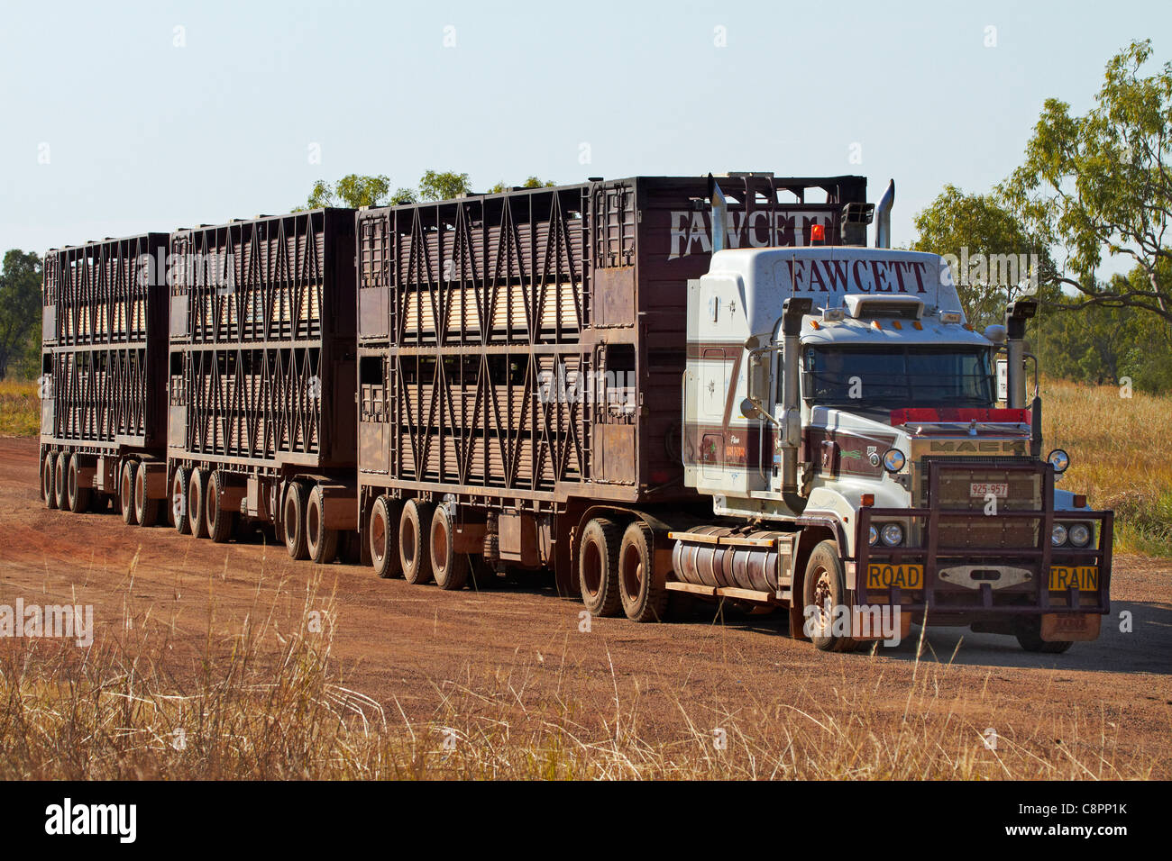 Road train, Buntine Highway, Northern Territory, Australia Stock Photo
