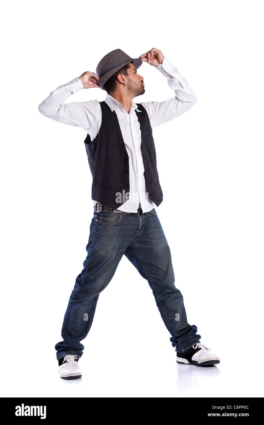 Specific Movements Rapper Hip hop dancer showing some movements (isolated on white Stock Photo ...