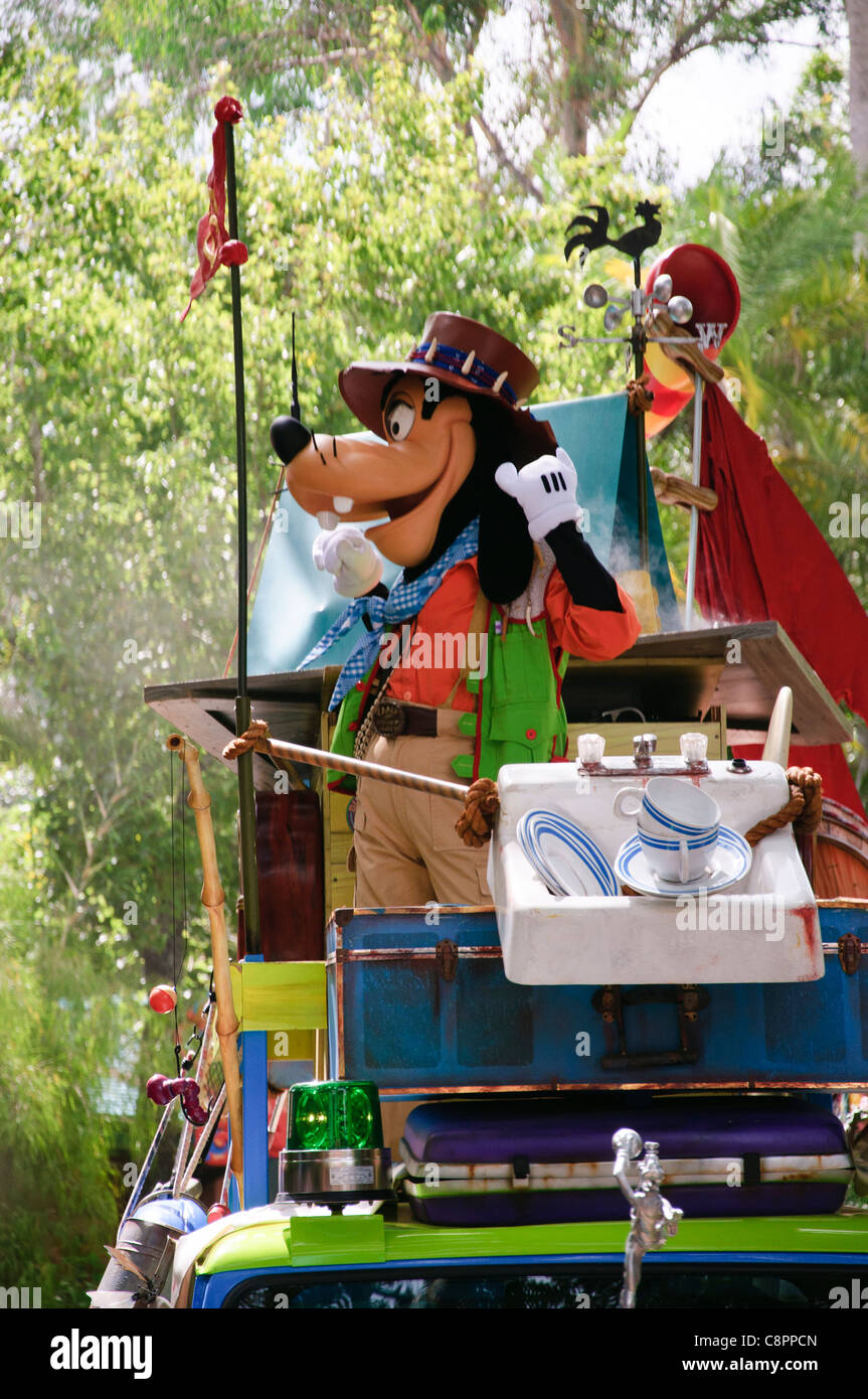 jammin jungle parade walt disney world resort parks animal kingdom goofy on float Stock Photo