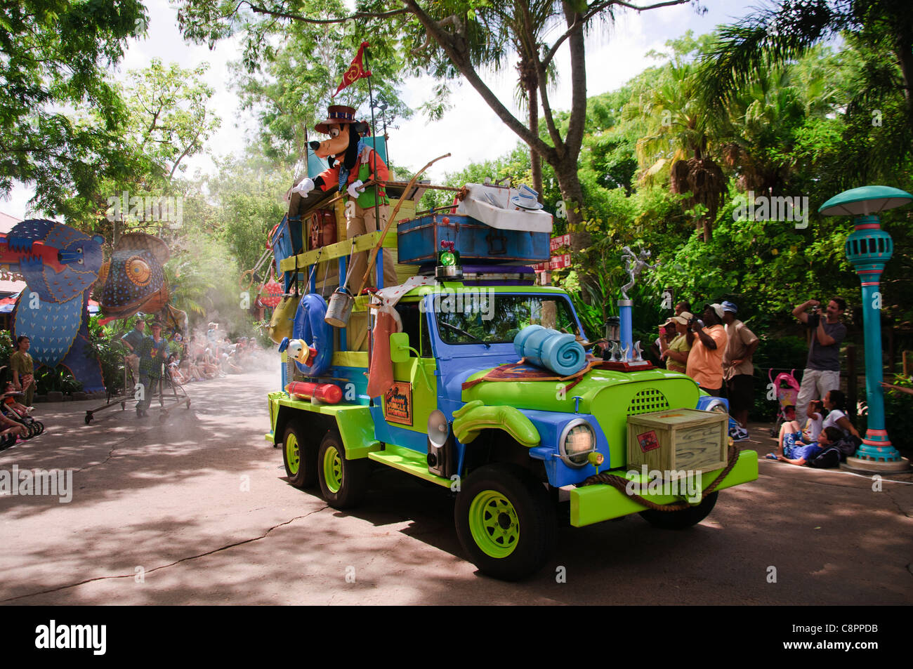 jammin jungle parade walt disney world resort parks animal kingdom goofy on  float Stock Photo - Alamy