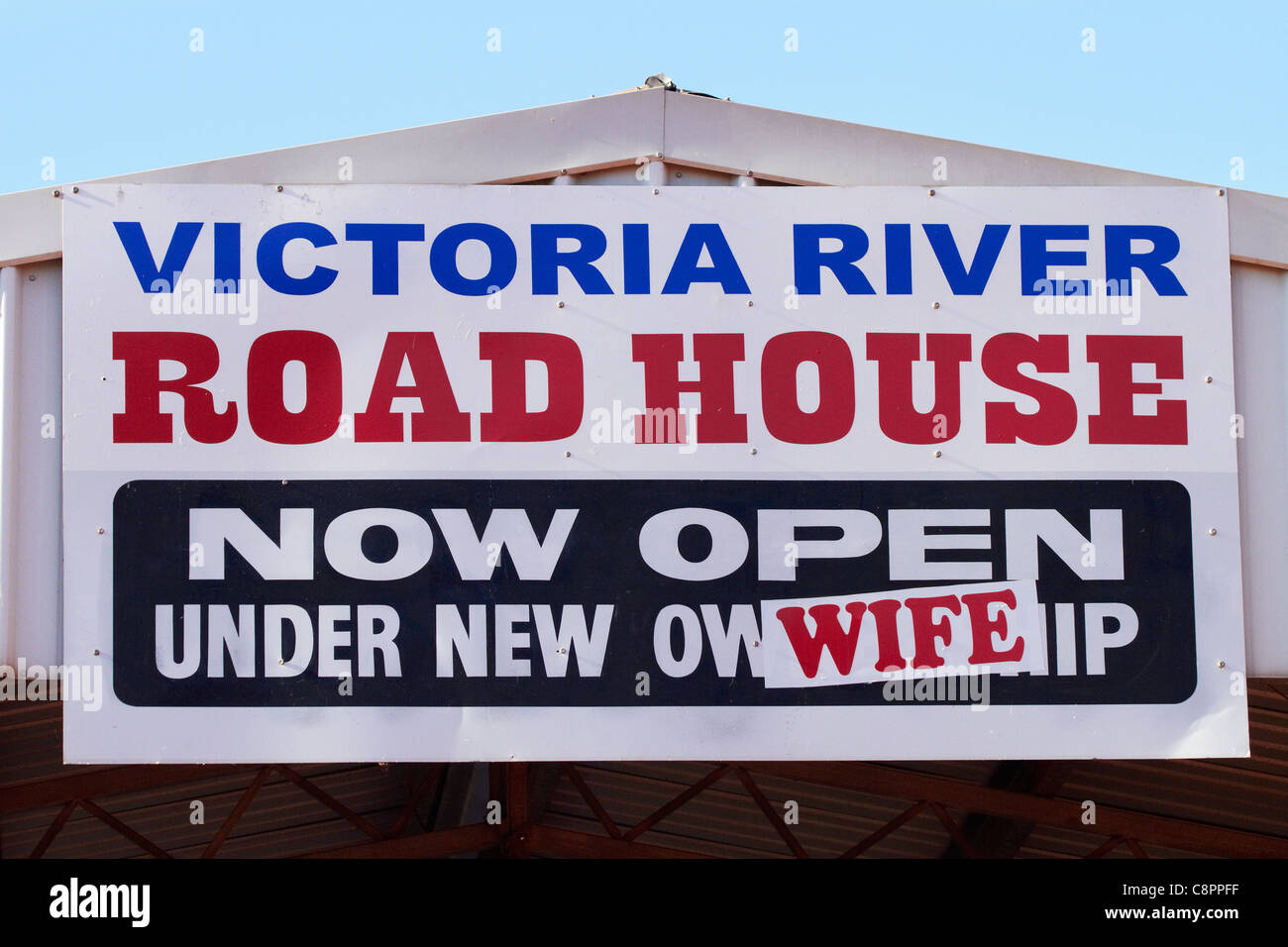Sign, Victoria River Road House, Victoria Highway, Northern Territory, Australia Stock Photo