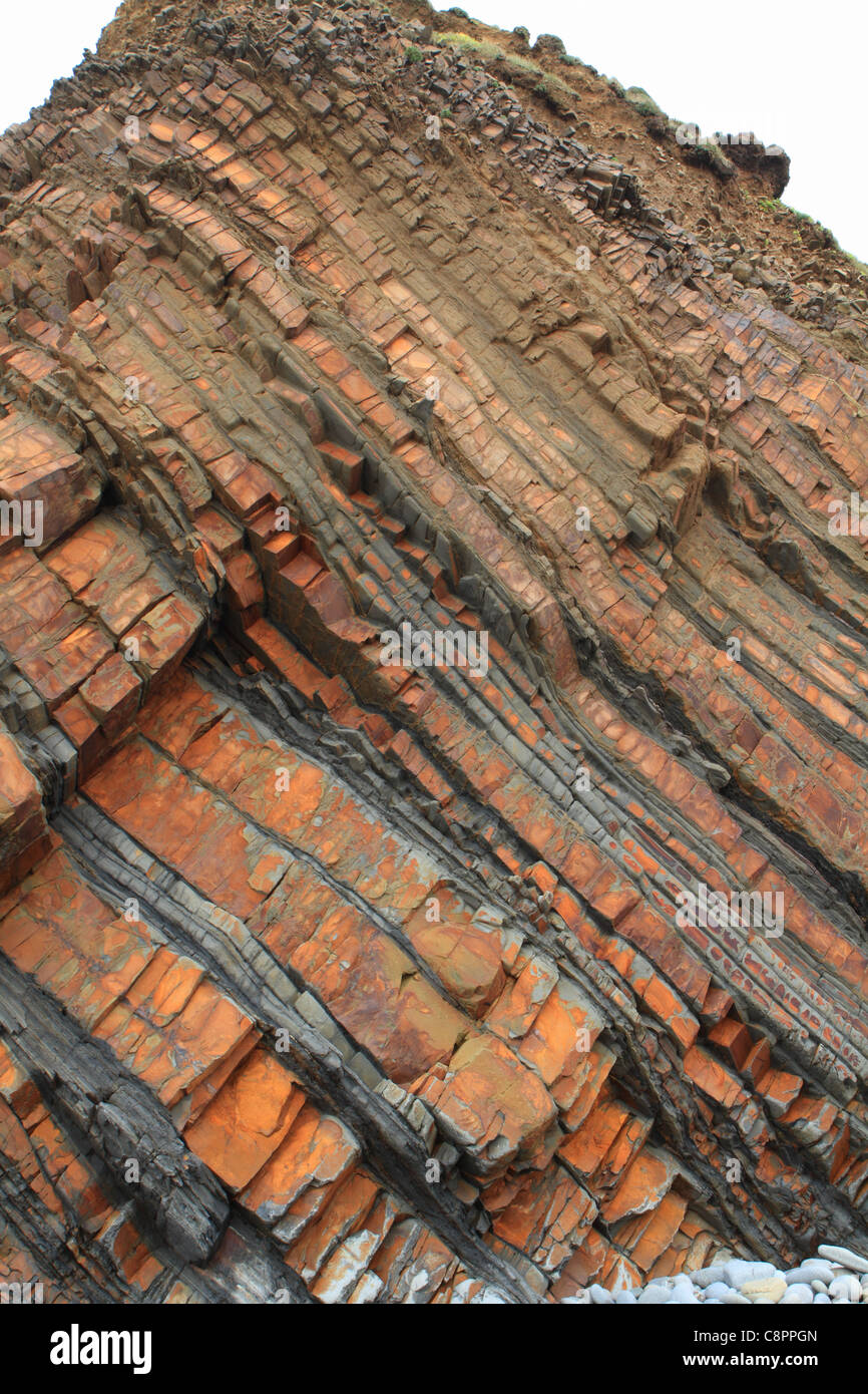 Rock strata in cliffs at Sandymouth Bay, North Cornwall, England, UK Stock Photo - Alamy