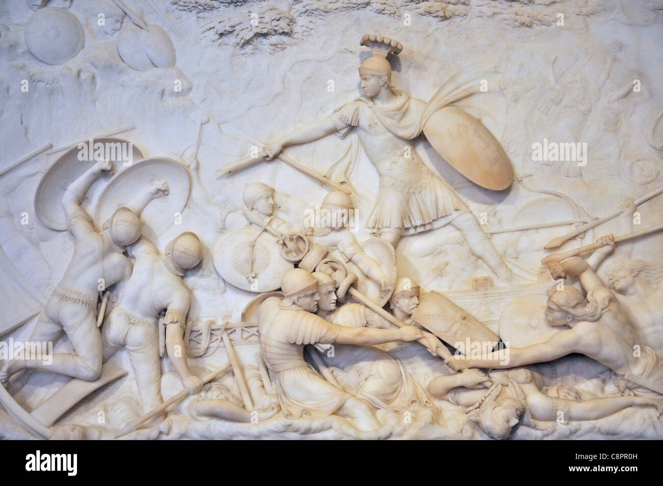 Marble 'Caesar invading Britain' relief, Sculpture Gallery, Victoria and Albert Museum, Kensington, Greater London, England, UK Stock Photo