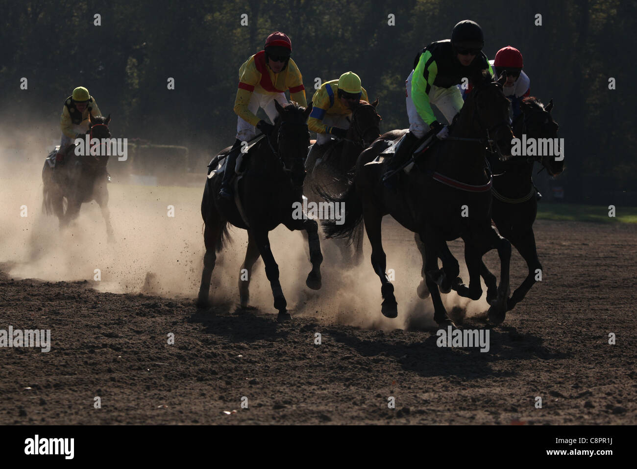Famous annual steeplechase cross-country run Velka Pardubicka in Pardubice, Czech Republic on 10 October 2010. Stock Photo