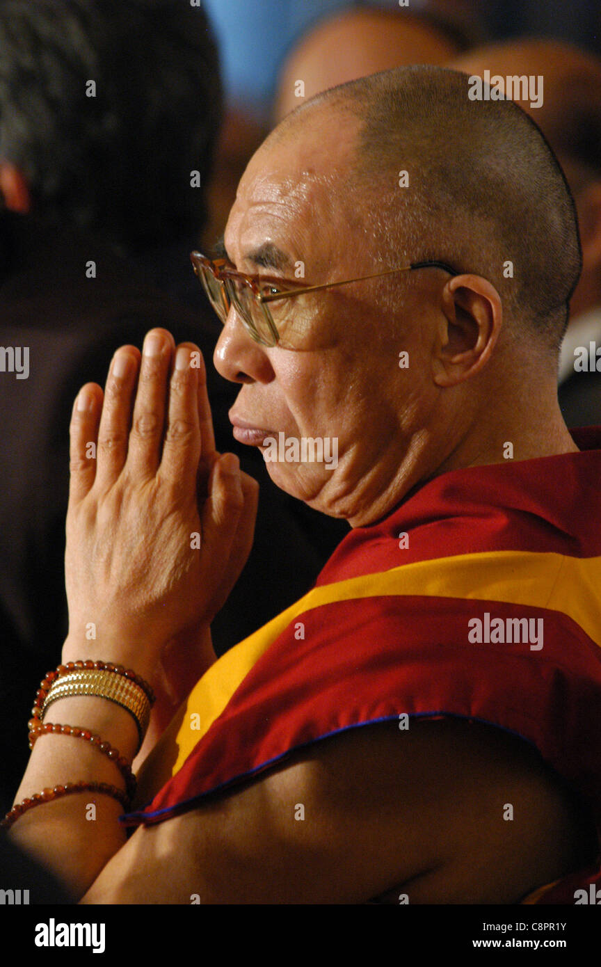 Spiritual leader of the Tibetan Buddhism 14th Dalai Lama Stock Photo