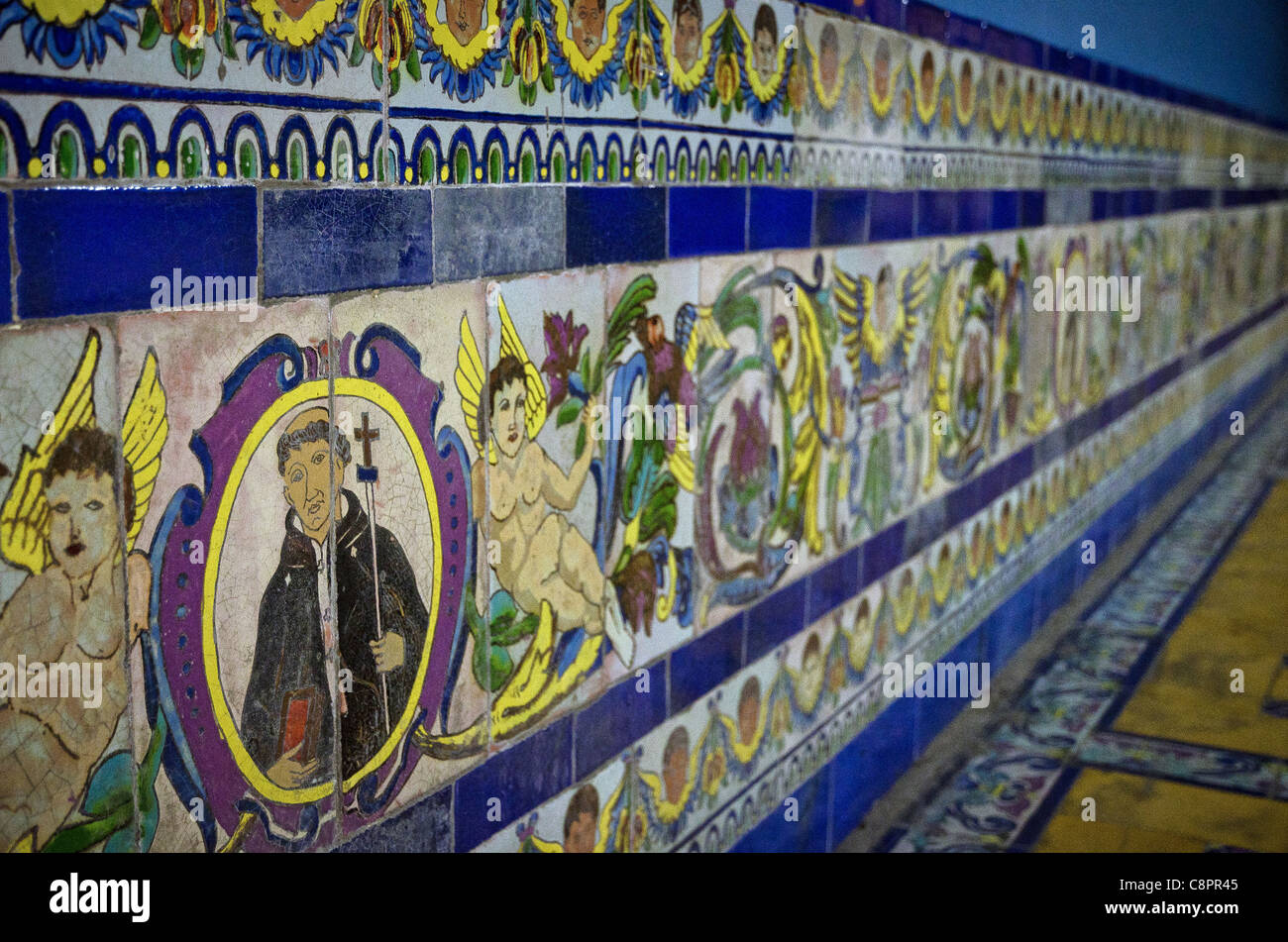 Painted tiles in Convent of Santo Domingo Lima Peru Stock Photo