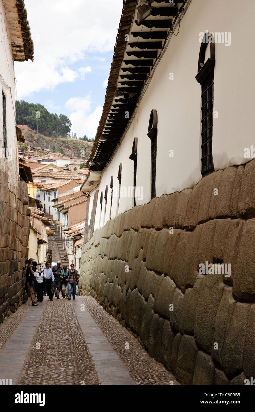 Museo de Arte Religioso at the end of Hatunrumiyoc street Cusco Peru Stock Photo