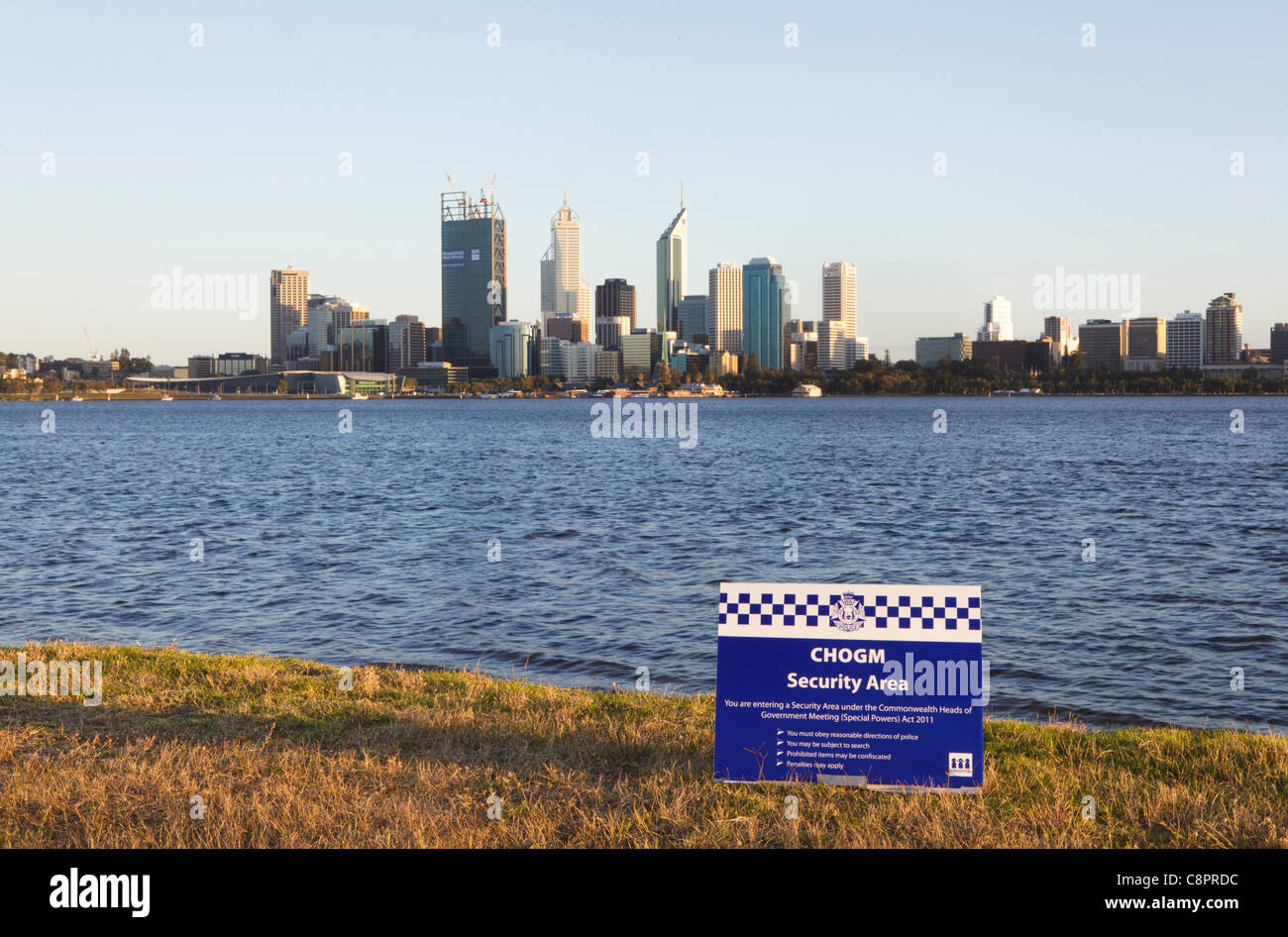 CHOGM Security Area Police sign Stock Photo