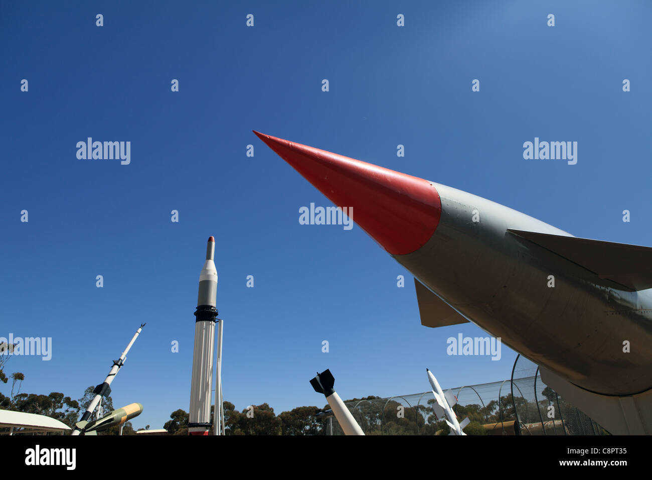 Rockets on display in Woomera, South Australia Stock Photo