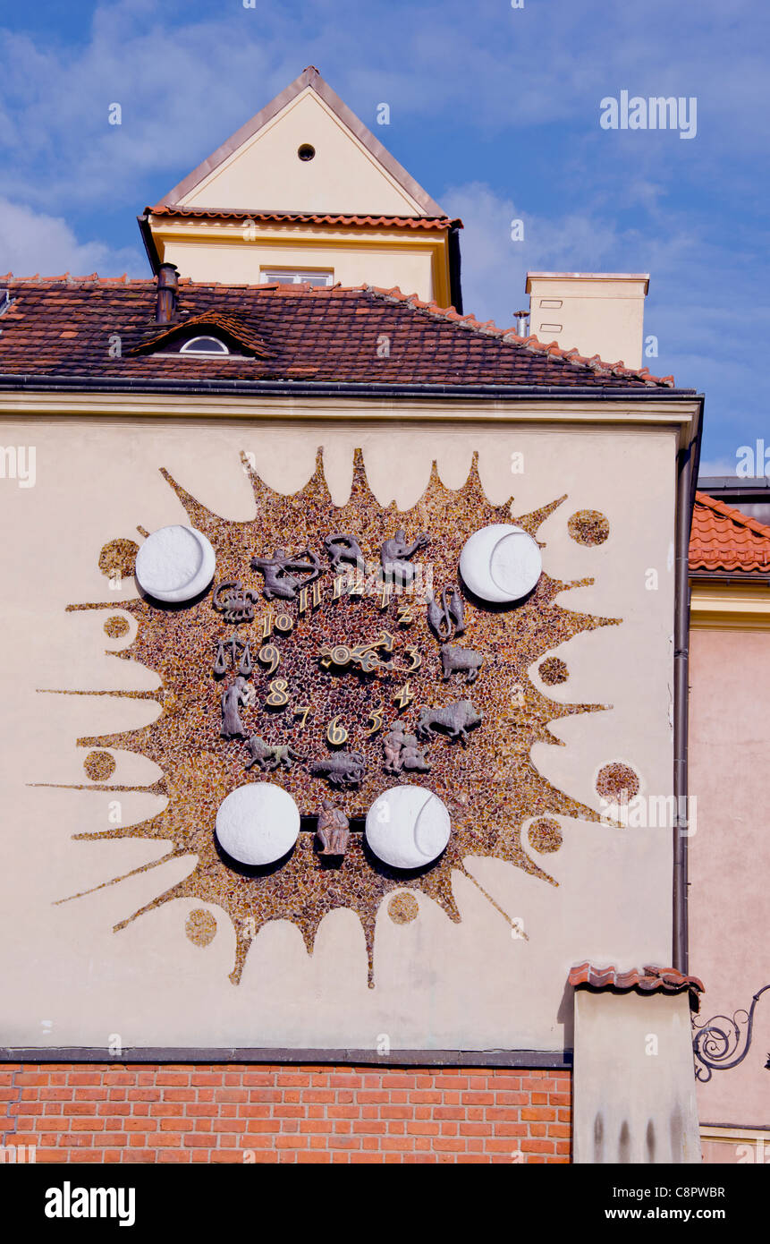 street clock with zodiac signs in Poland capital Warsaw Stock Photo Alamy