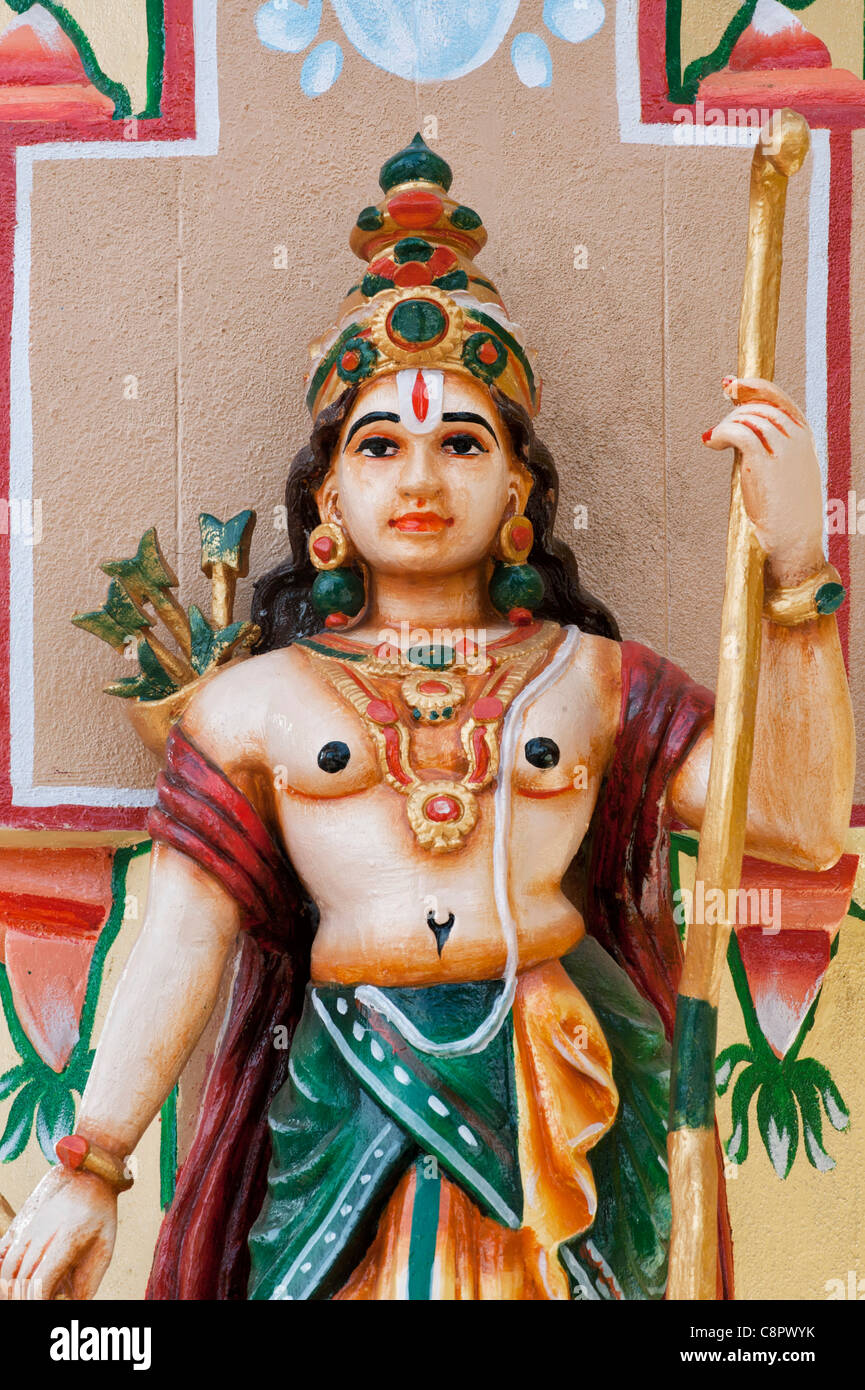 Rama statue on an archway in an indian street. Andhra Pradesh, India Stock Photo