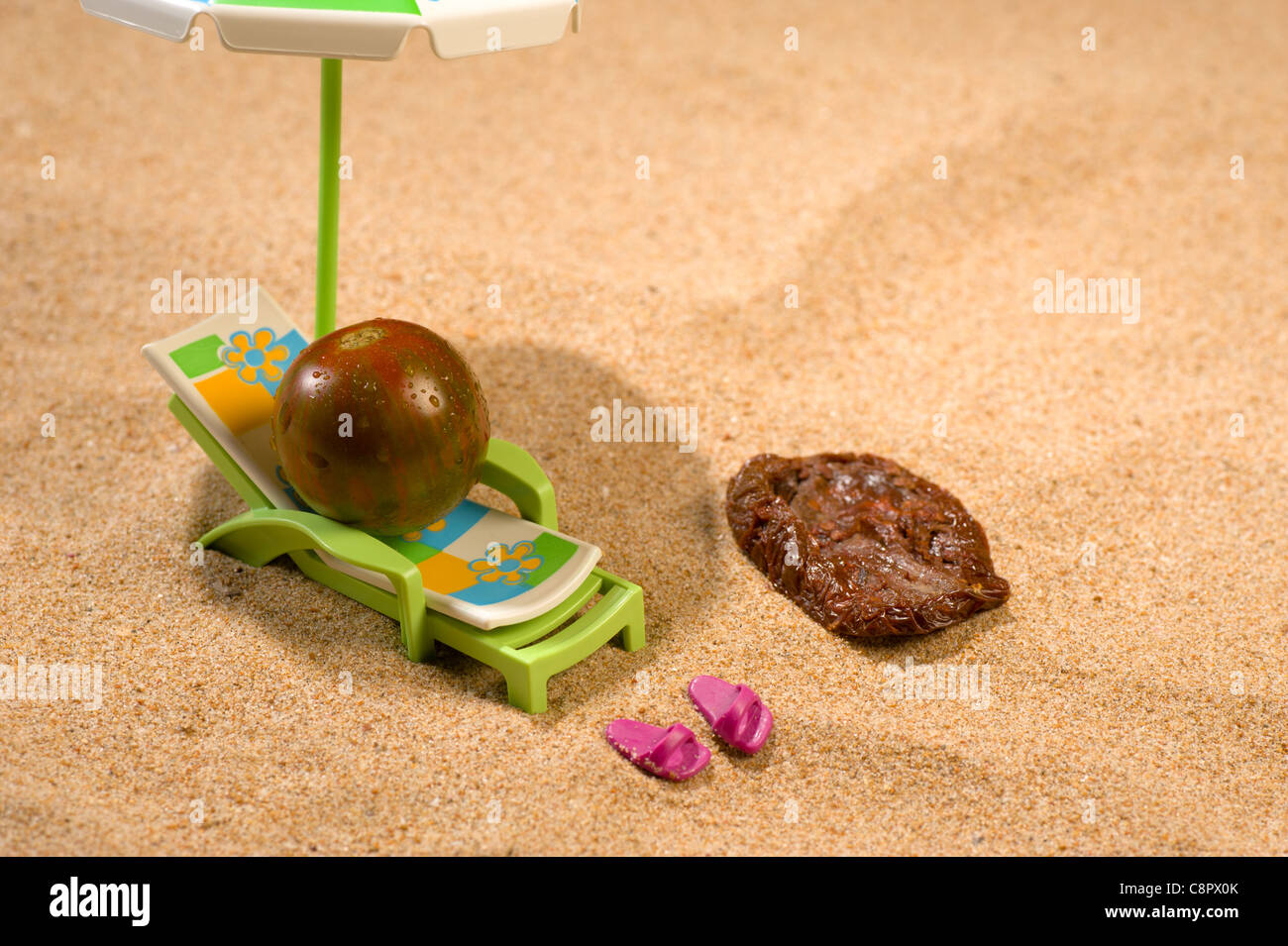 Be careful when sunbathing, a skin cancer prevention concept Stock