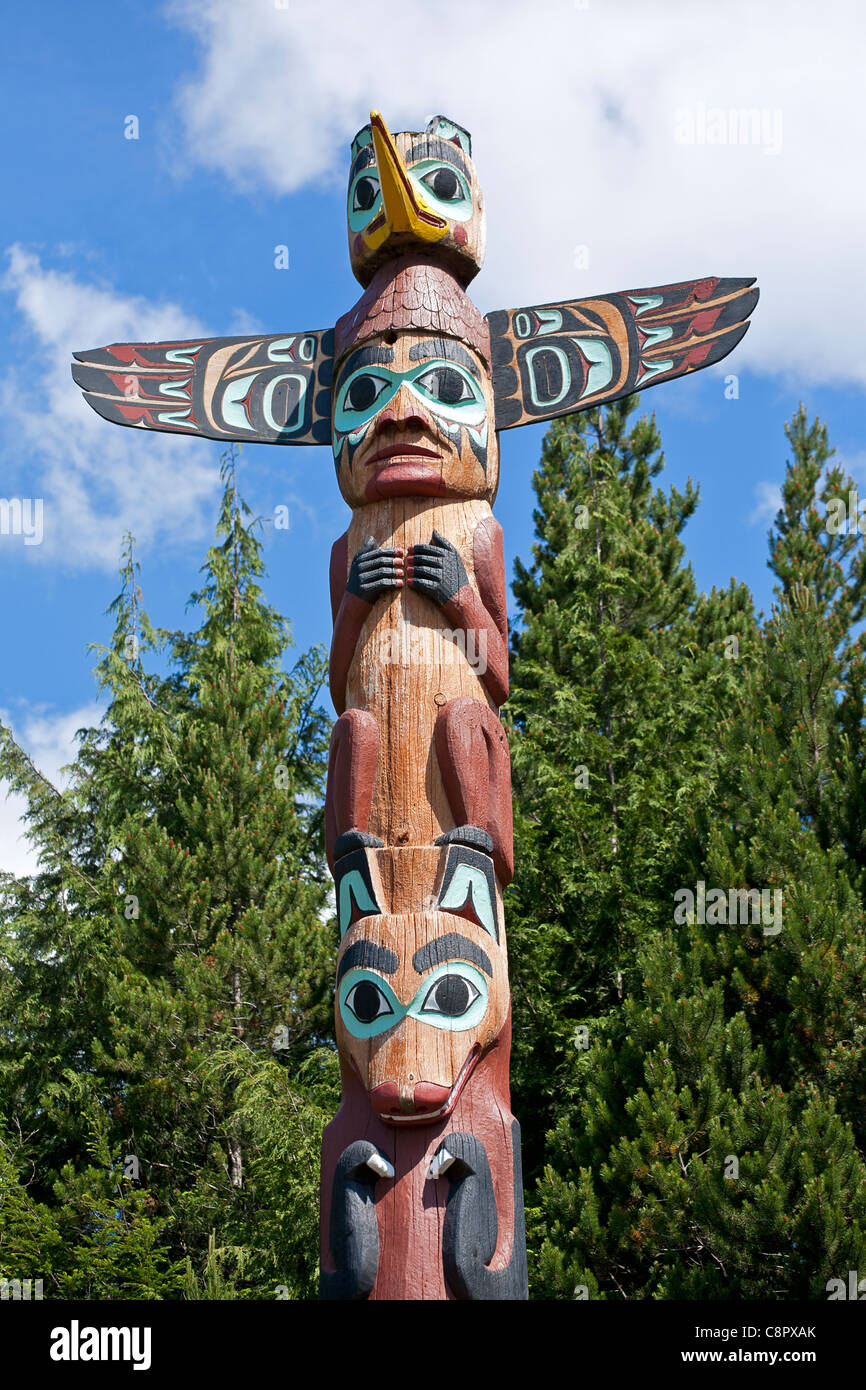 Totem pole. Saxman Totem Park. Ketchikan. Alaska, USA Stock Photo