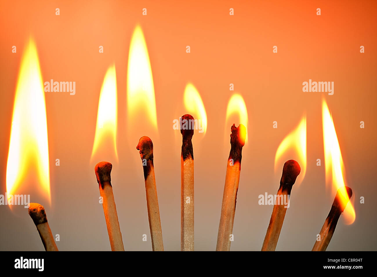 Burning matches Stock Photo
