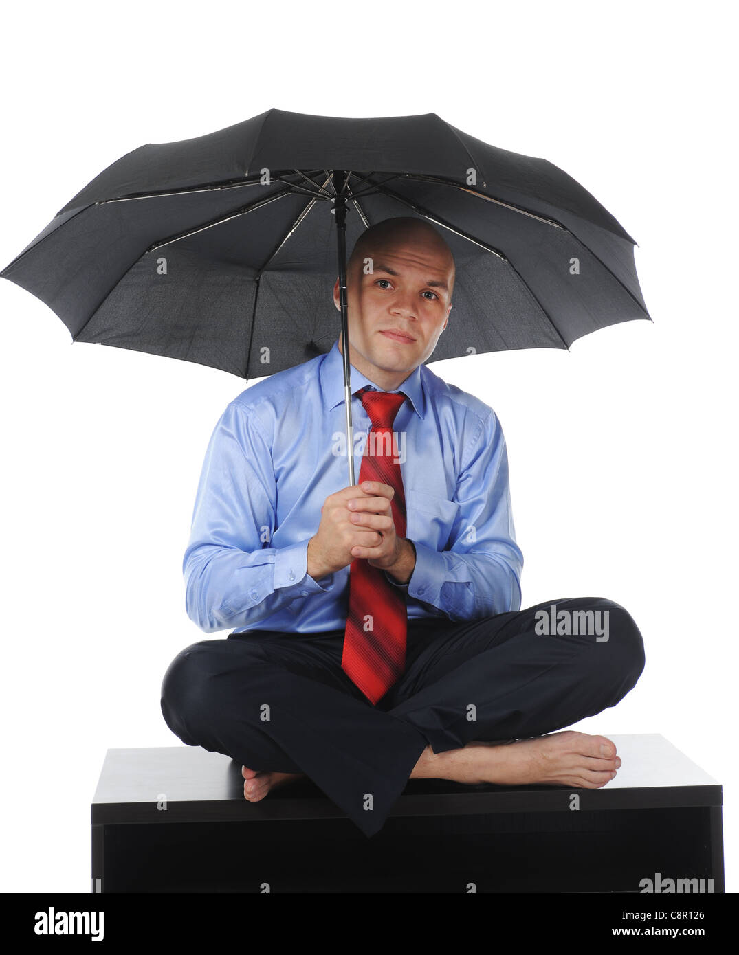 Image of a businessman with umbrella Stock Photo - Alamy