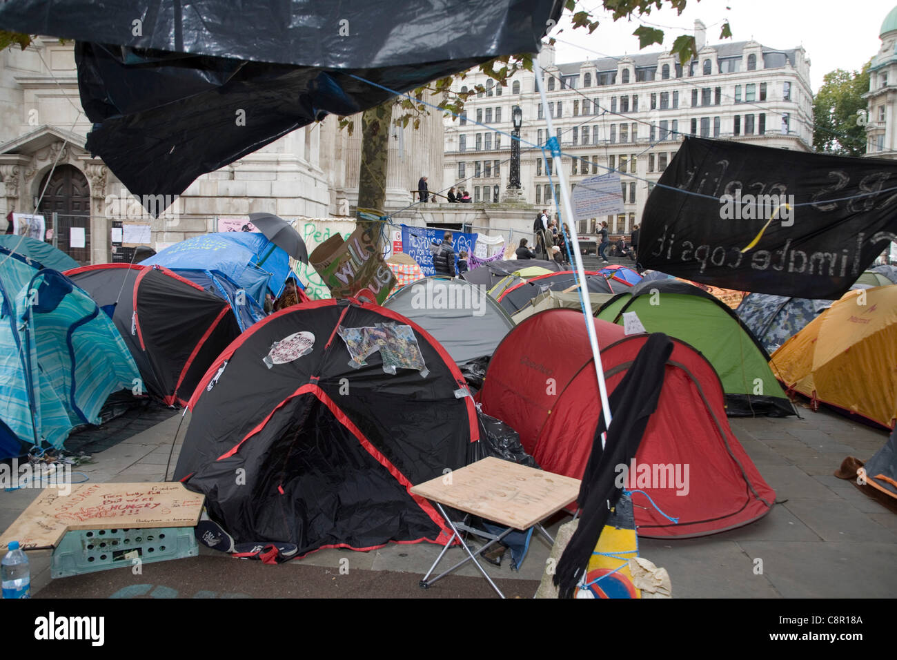 Protesters tent encampment occupying the area surrounding St.Paul's Cathedral as part of ant-capitalist protest Stock Photo
