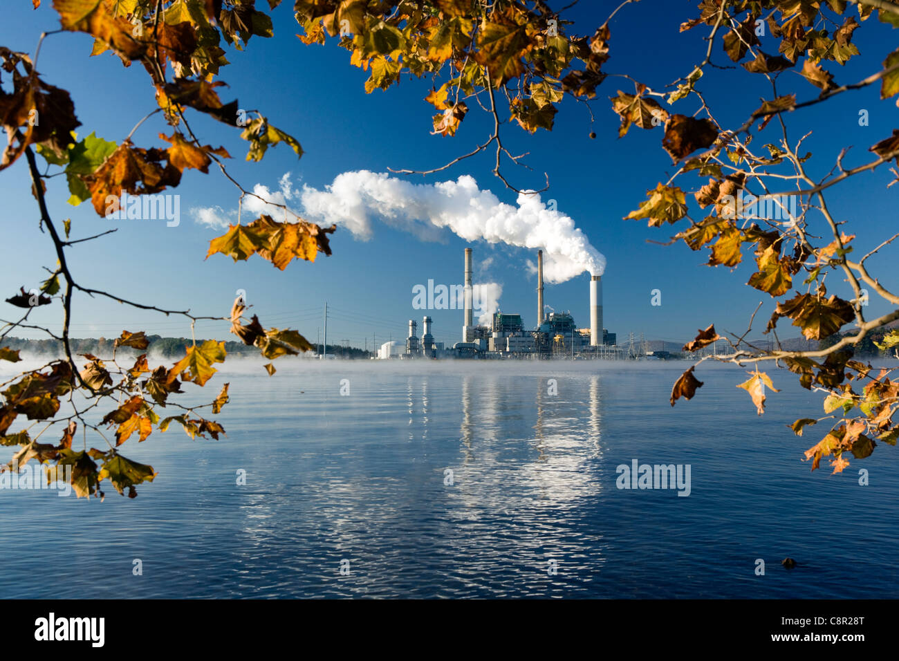 Power Plant on Lake Julian - Asheville, North Carolina USA Stock Photo
