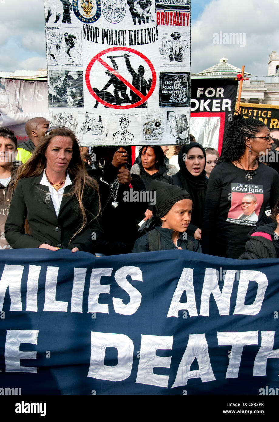 Families and friends of relatives who have died  in police custody march through London appeal for justice. Stock Photo