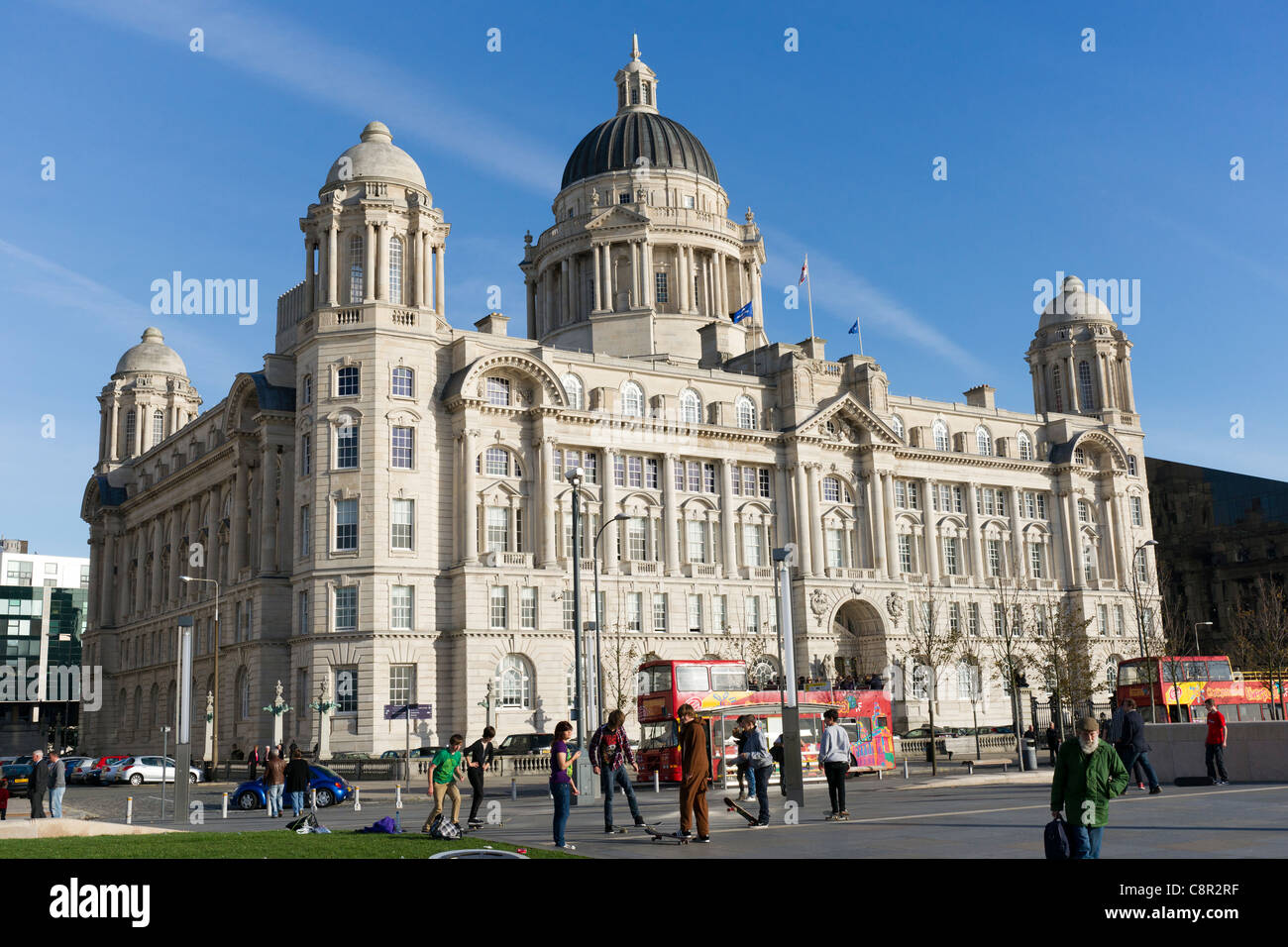 The Three Graces of the world famous Liverpool Waterfront. Stock Photo