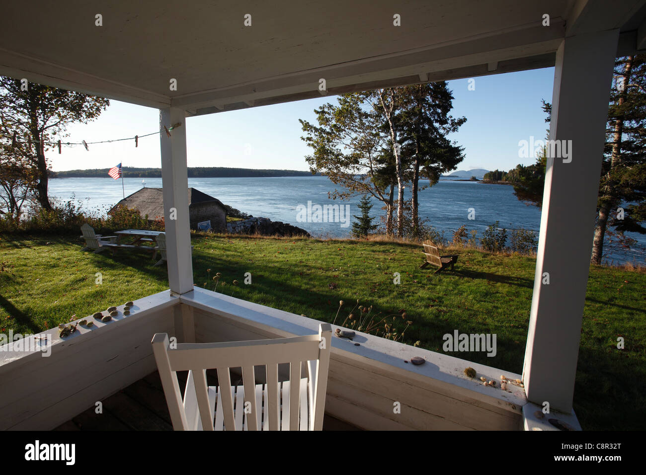 Summer cottage on Sullivan Bay, Down East, Maine Stock Photo