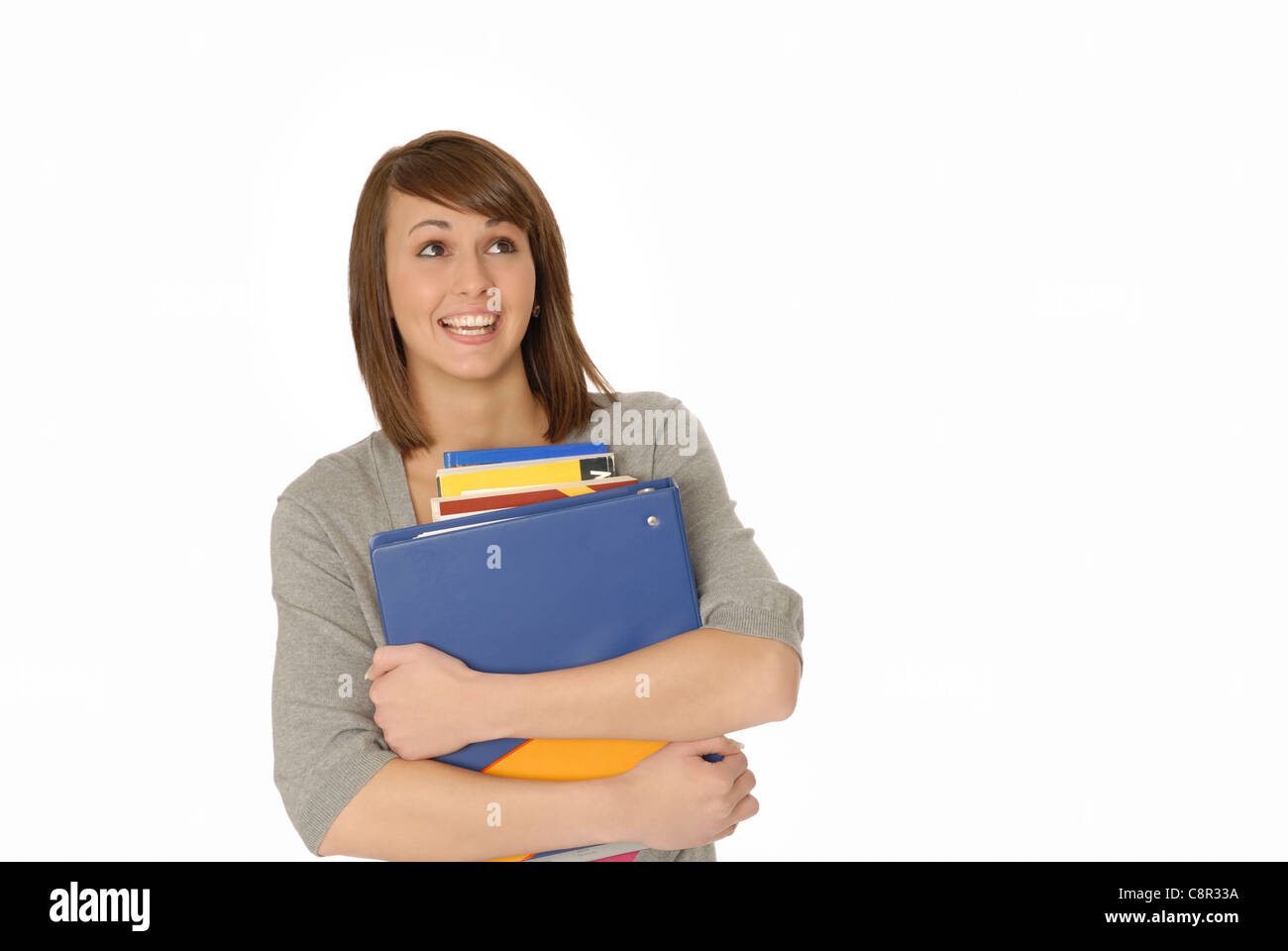 Female Student Holding Books Stock Photo - Alamy