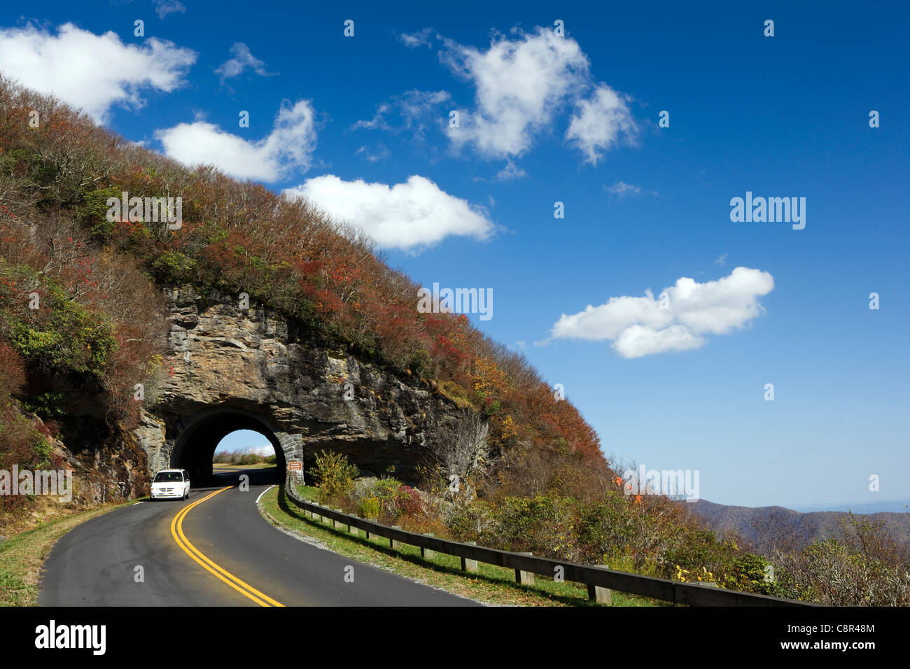 Craggy Pinnacle Tunnel on the Blue Ridge Parkway - near Asheville, North Carolina USA Stock Photo
