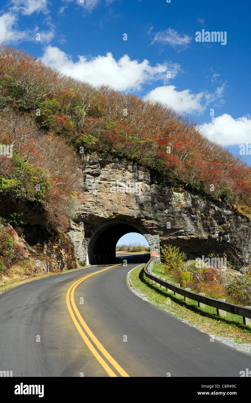 Craggy Pinnacle Tunnel on the Blue Ridge Parkway - near Asheville, North Carolina USA Stock Photo