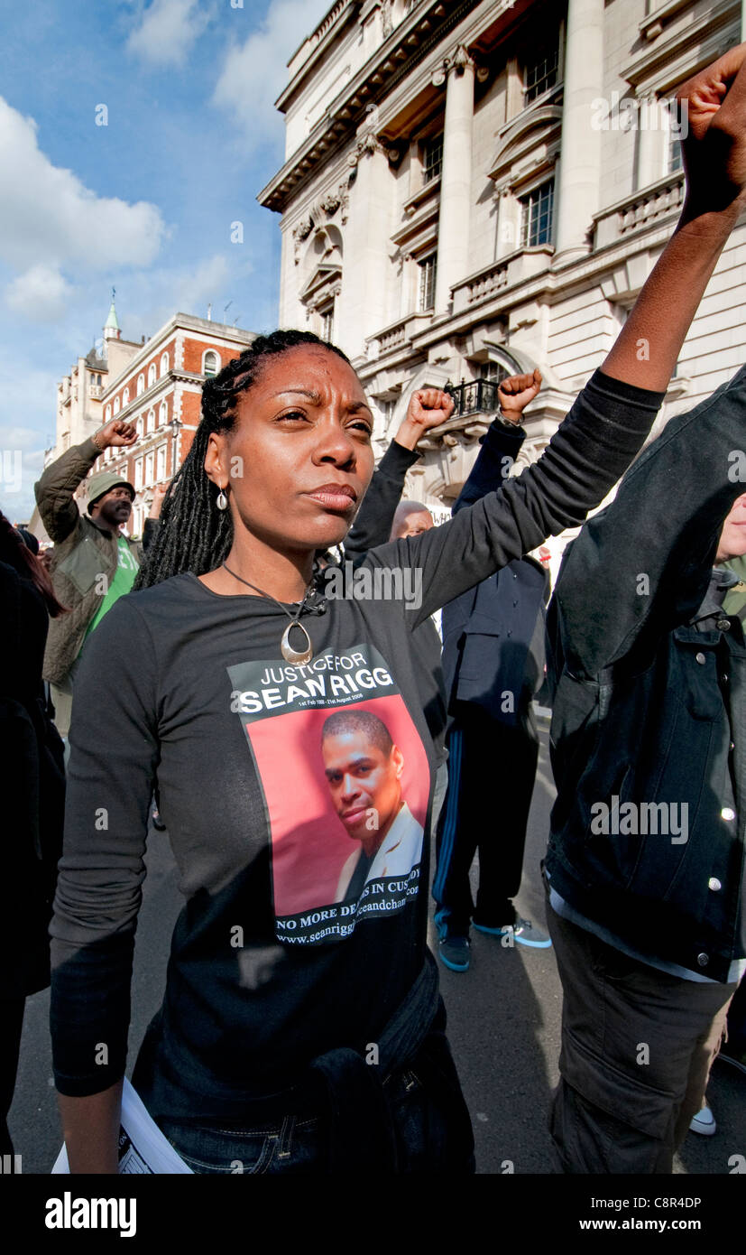 Families and friends of relatives who have died in police custody march through London appeal for justice. Stock Photo