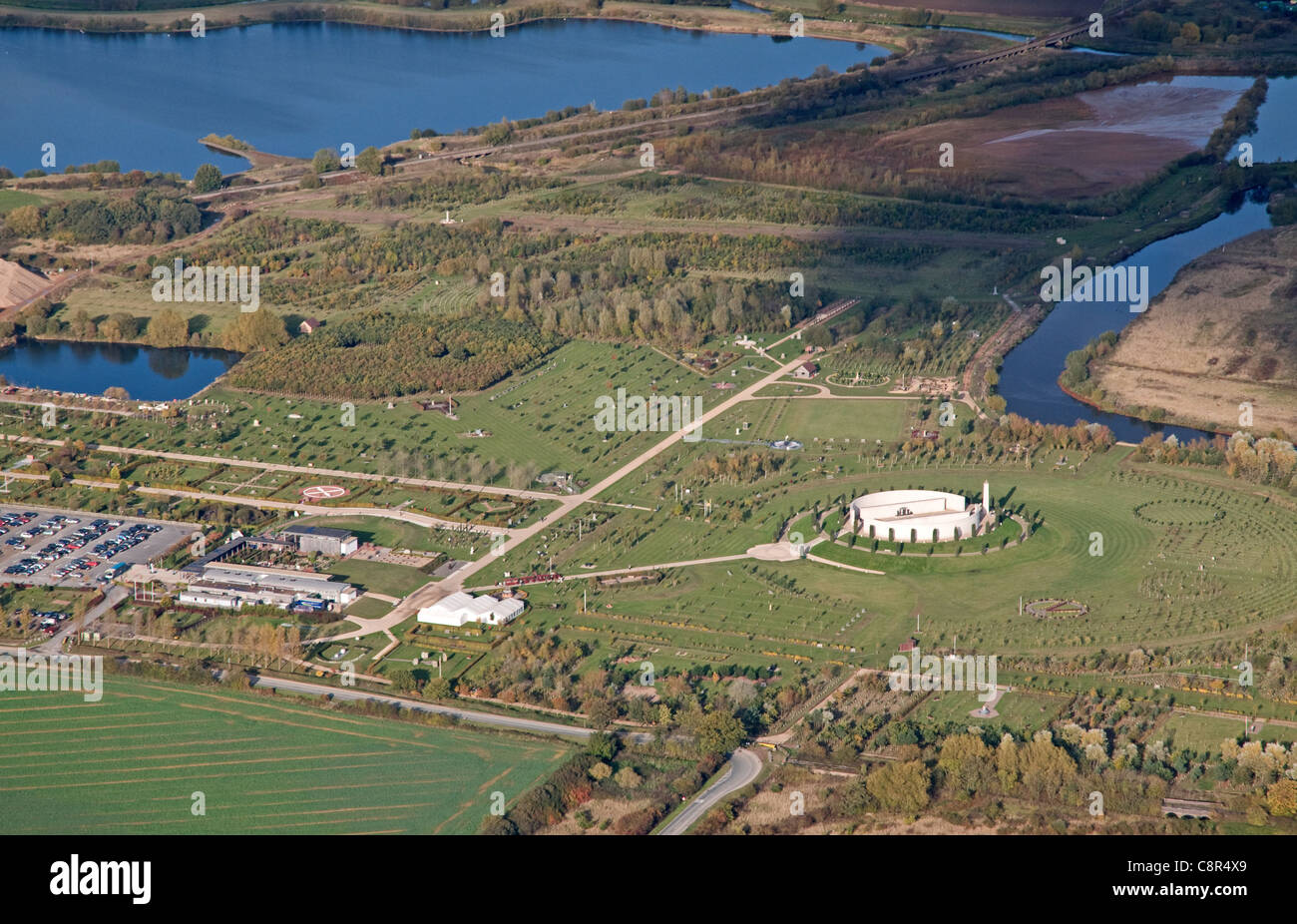 Aerial view of National Memorial Arboretum Croxall Road Alrewas near