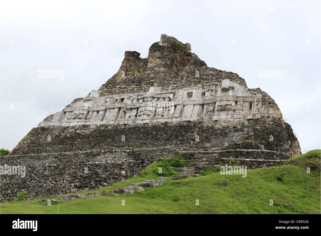 East side of 'El Castillo' Xunantunich, San Jose Succotz, San Ignacio, Cayo, west Belize, Central America Stock Photo