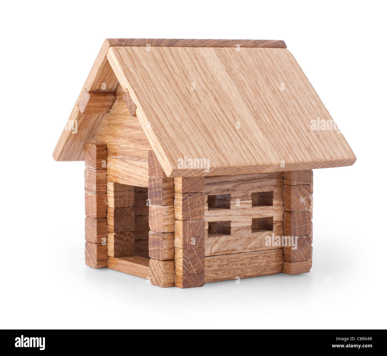 toy wooden house isolated on white background Stock Photo