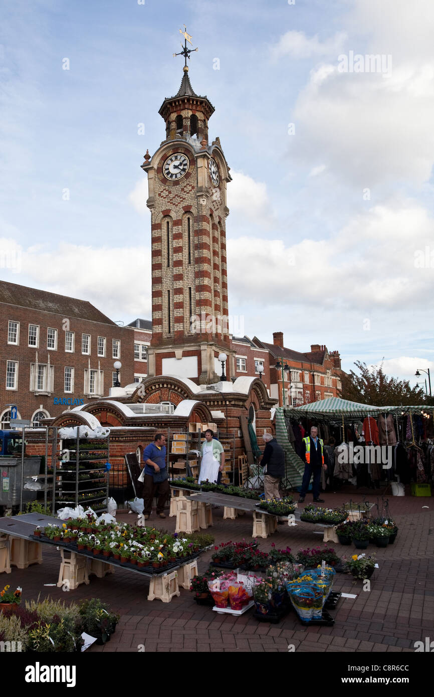 Epsom market with the clock tower, October 2011 Stock Photo