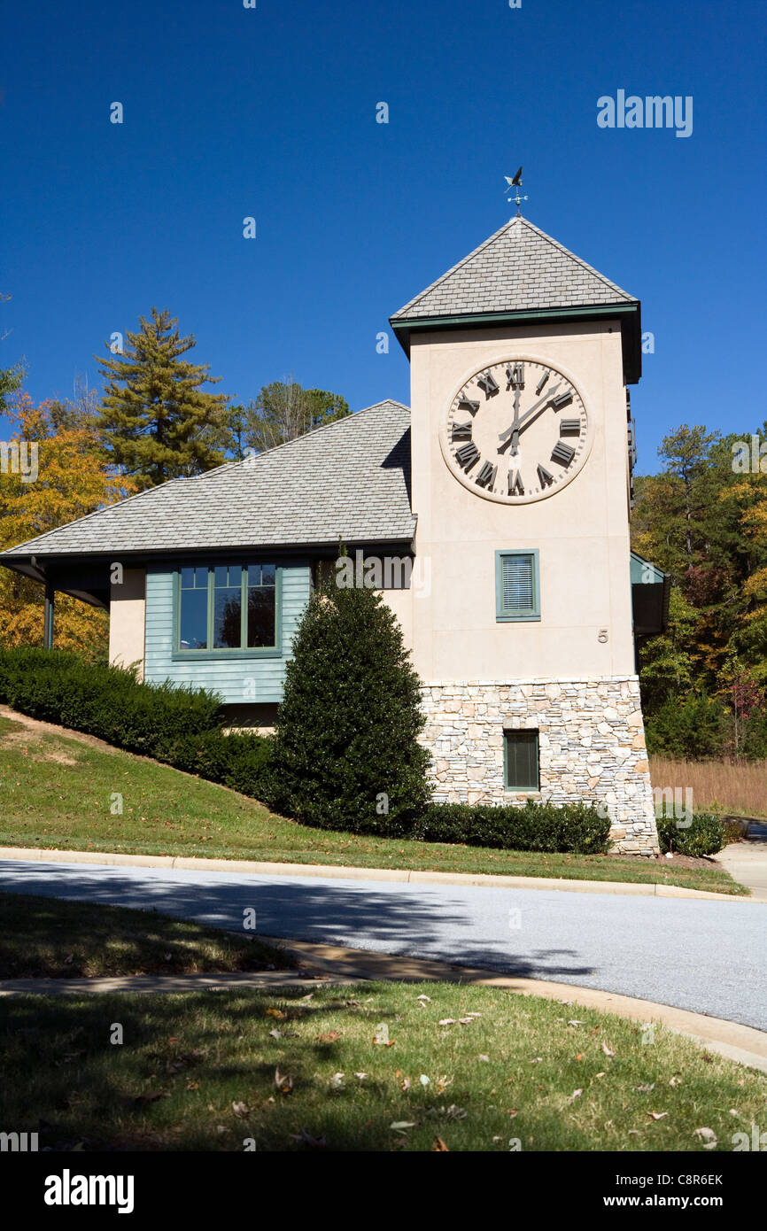 Clock Tower in Straus Park Brevard, North Carolina USA Stock Photo