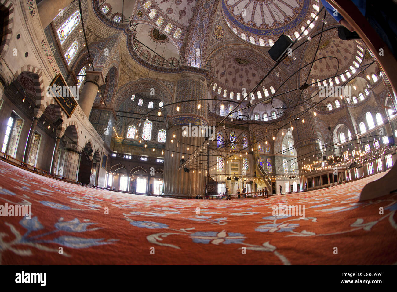 Interior of Blue Mosque, Istanbul, Turkey Moschee Stock Photo