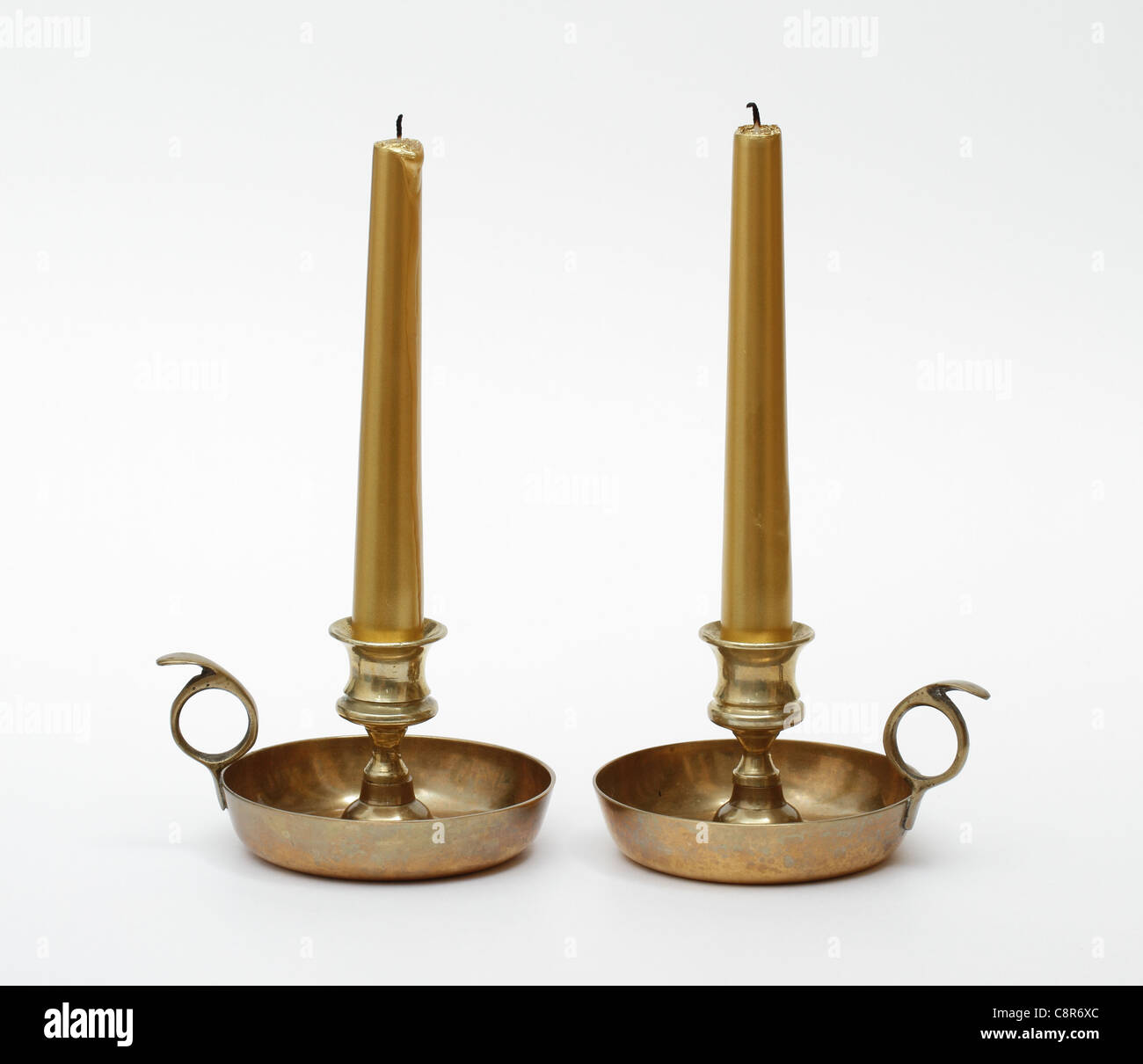 Brass chamberstick candle retro hi-res stock photography and
