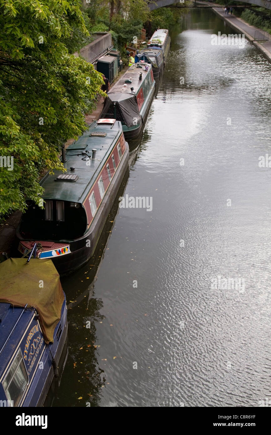 Canal boats on Regent's Canal near Camden, London Stock Photo