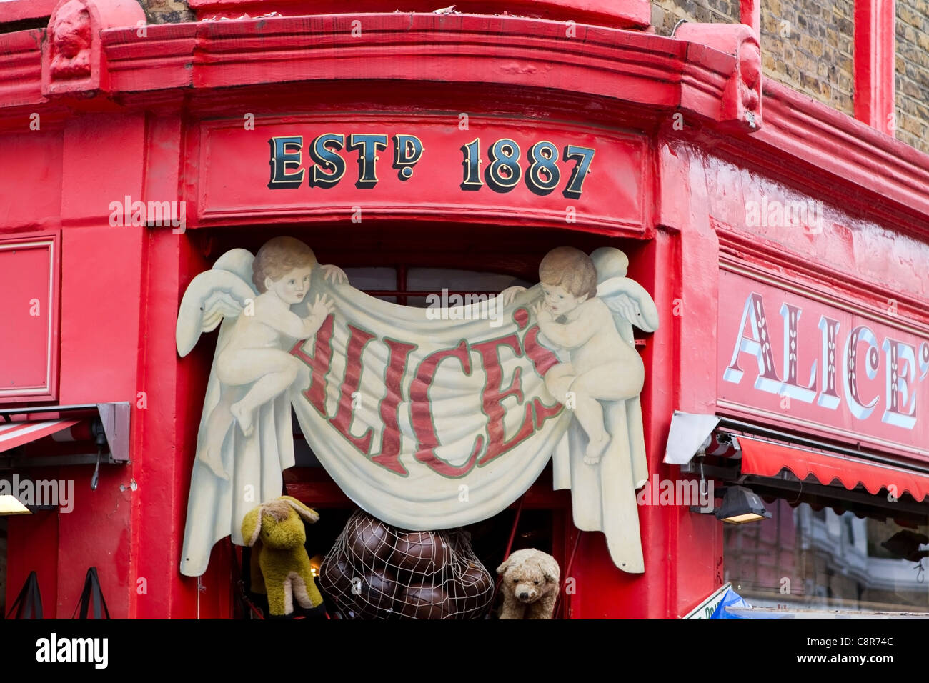 Entrance to Alice's antiques store on Portobello Road, London Stock