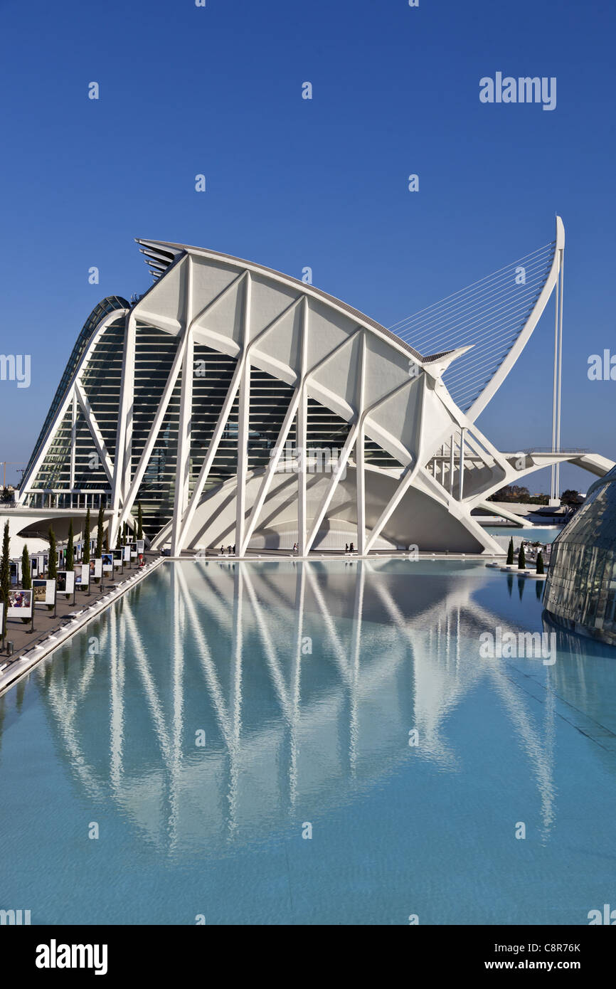 Príncipe Felipe Science Museum, City of sciences and arts by architect Santiago Calatrava Stock Photo