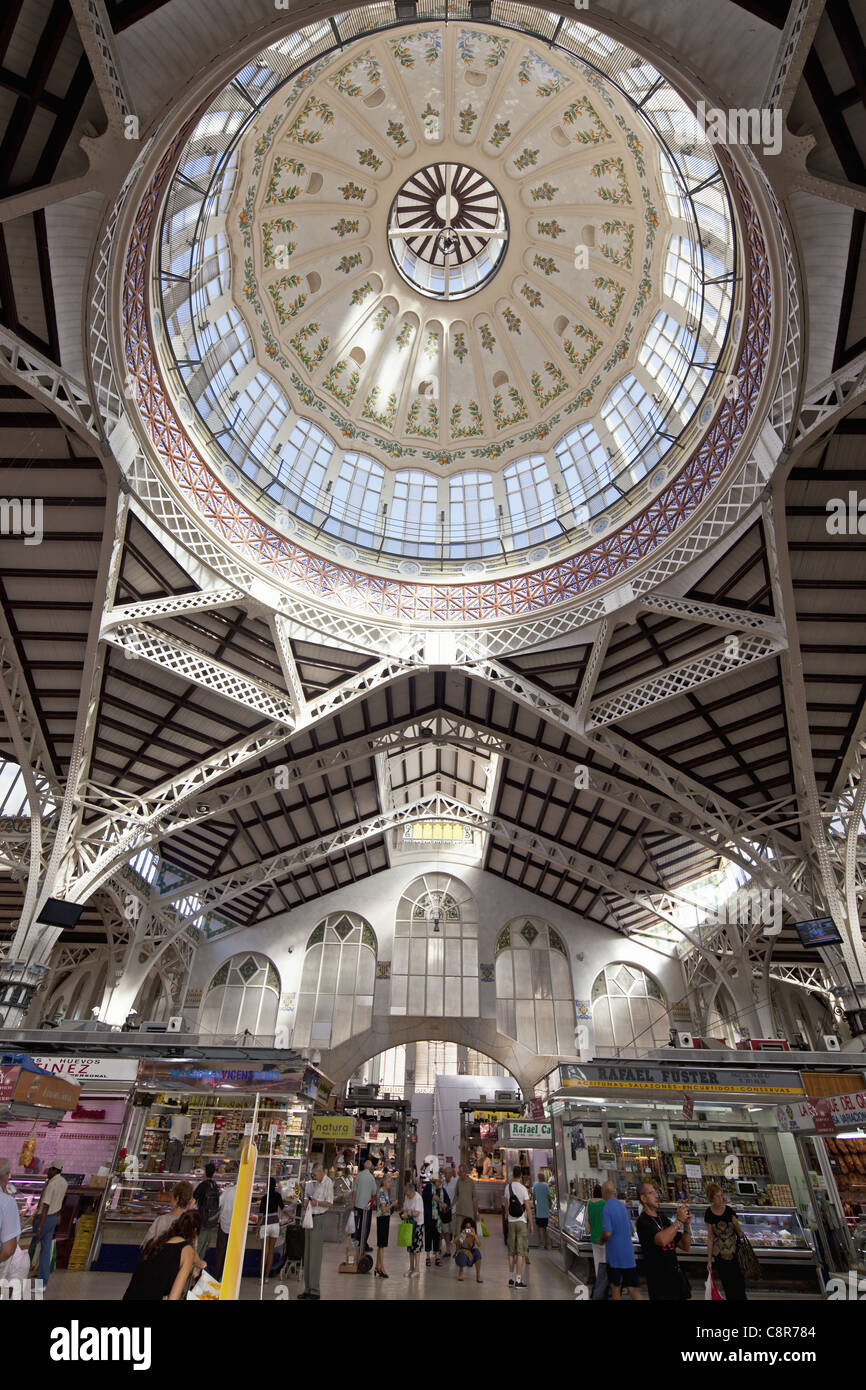 Central market hall , Mercado Central, Valencia, Spain  Stock Photo