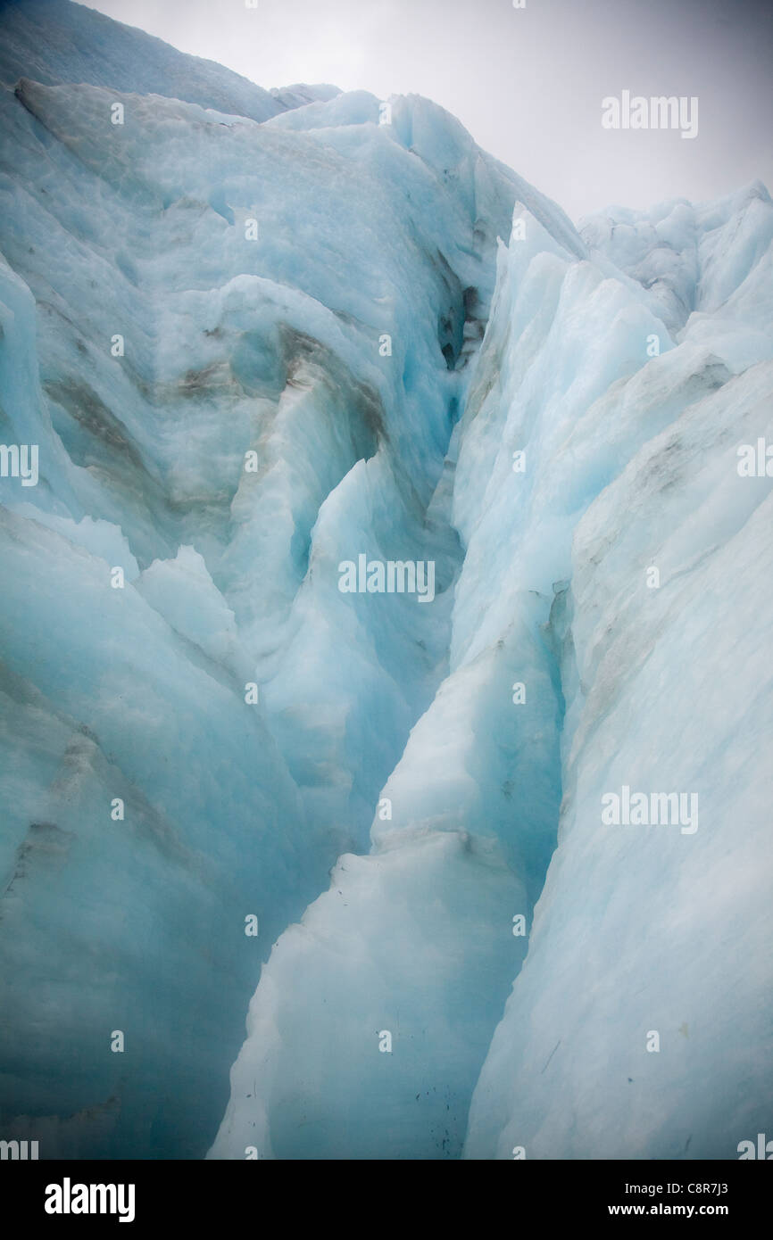 blue ice on the Franz Josef Glacier, New Zealand Stock Photo