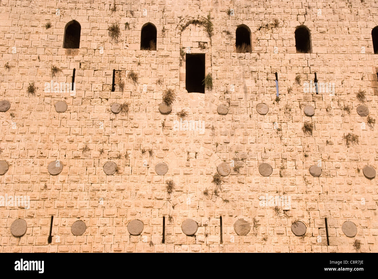 Wall of the Burj es-Sabaa (Lion's Tower) dating from Mamluk period, Tripoli (Trablous), north Lebanon. Stock Photo