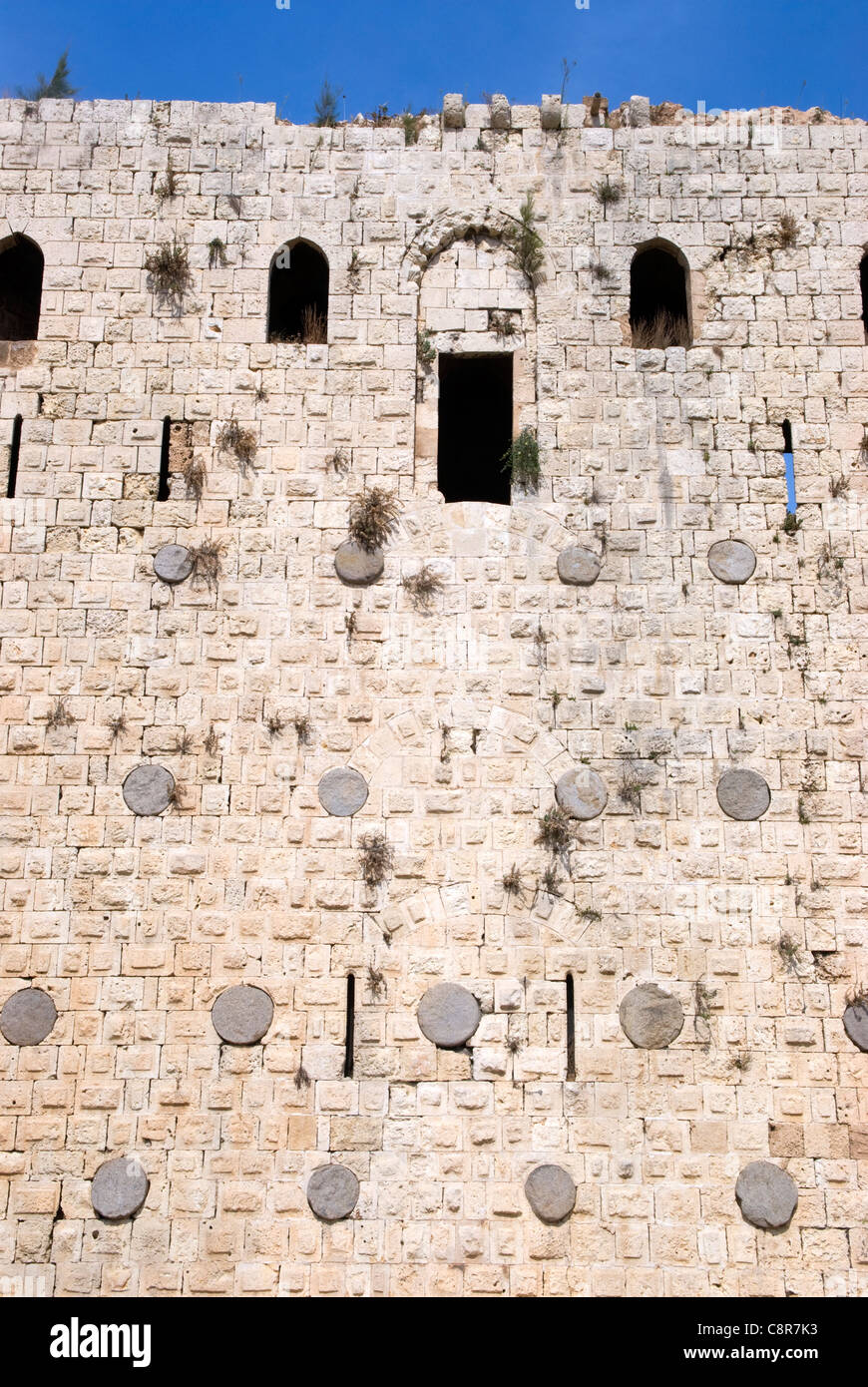Wall of the Burj es-Sabaa (Lion's Tower) dating from Mamluk period, Tripoli, Lebanon. Stock Photo