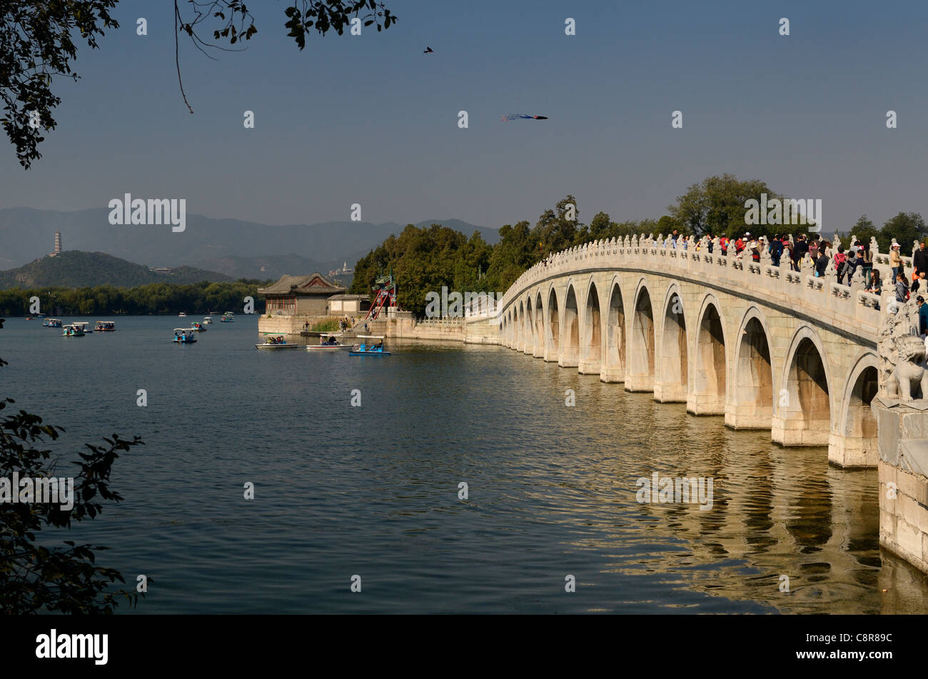 17 Arch bridge to South Lake Island on Kunming Lake Summer Palace Beijing Peoples Republic of China Stock Photo