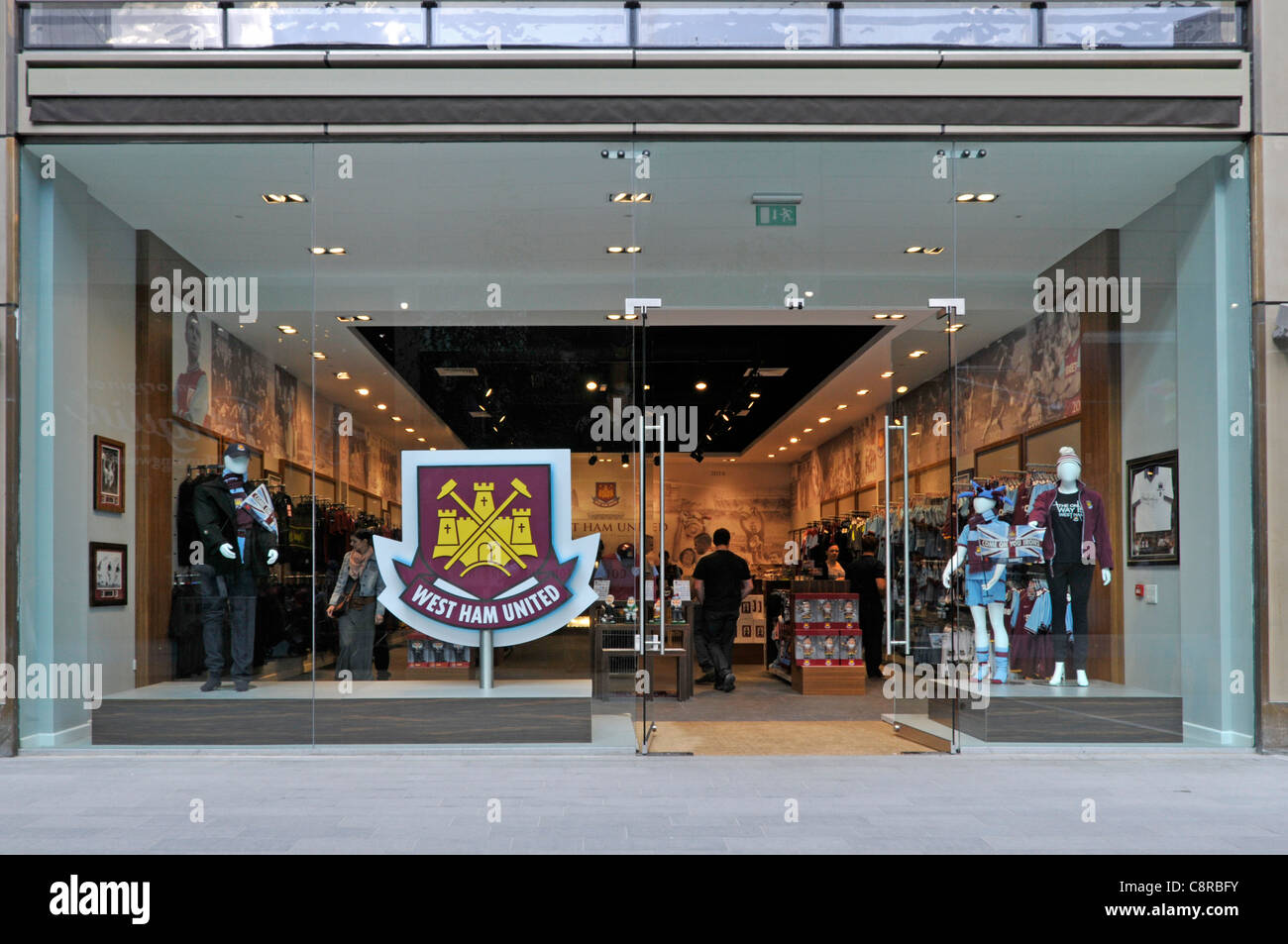 West Ham Football Club store shopfront in an outdoor shopping mall ...