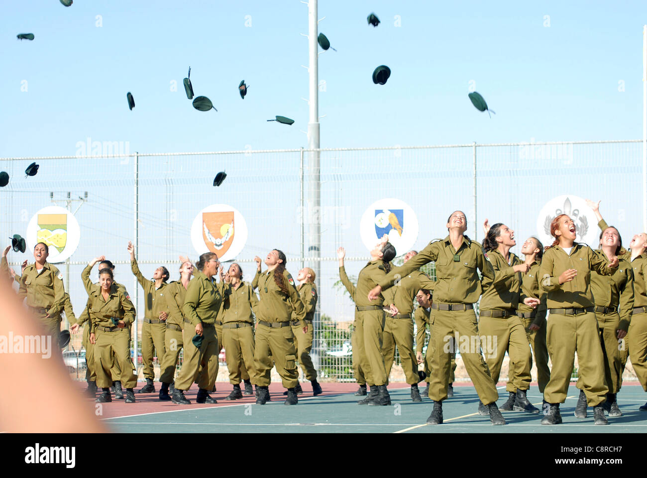 Female Israeli Soldiers at a marching out parade at the end of boot camp Stock Photo