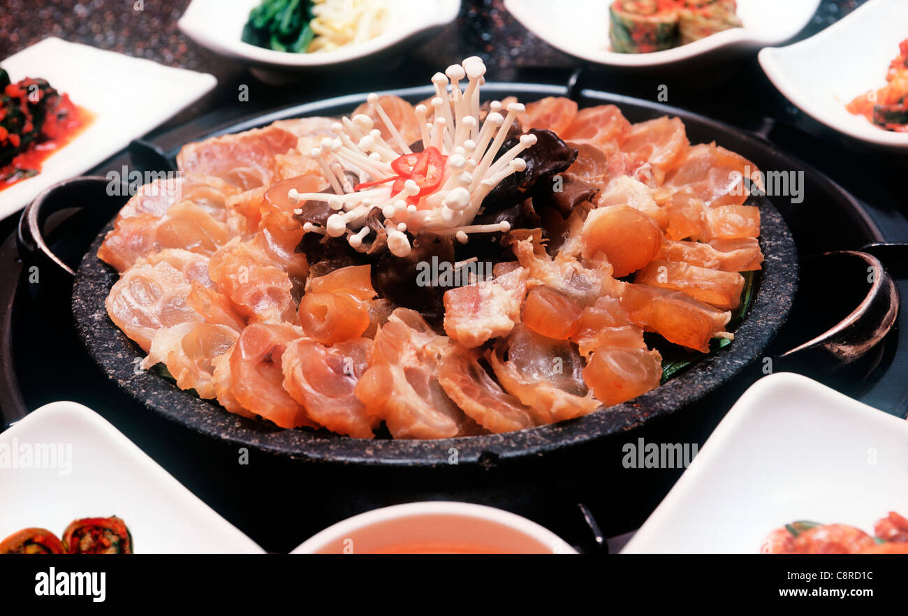 Korean hot pot dishes, Korean restaurant Stock Photo Alamy